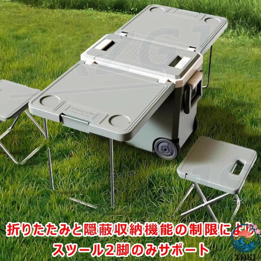 クーラーボックス 大型 32L 折りたたみ テーブル＋椅子2脚 48時間保冷 THKJ 3時間保温 多機能 ポータブル 食品グレード 冷蔵庫 ハンドル キャスター付き 氷の画像