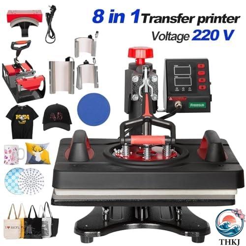 熱転写プレス本体 ヒートプレス ヒートプレスマシンコンボ 8in1 THKJ デジタル制御付き360度振動印刷機 DIY Tシャツマグ キャップ プレート 帽子用デュアルの画像