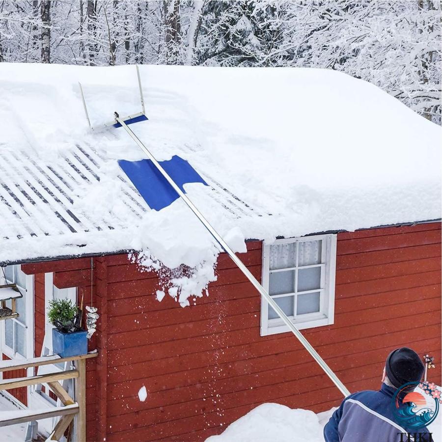屋根雪下ろし棒 雪降ろし棒 スノーレーキ 雪落とし 屋根 THKJ スノーダンプ 雪下ろし道具 屋根雪かき 全長約6m 4段階調整可能 アル 使いやすい 便利 多用途_1