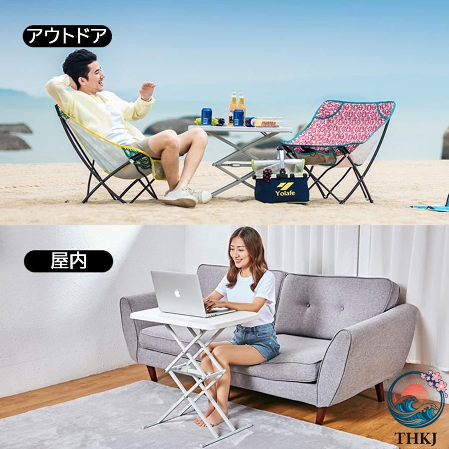 昇降式テーブル 折りたたみテーブル 高さ調節 4段階調節(29-67CM THKJ 耐荷重75kg 携帯便利 ベッド ソファ サイドテーブル おしゃれ 空間になじむ 使いやすい_5