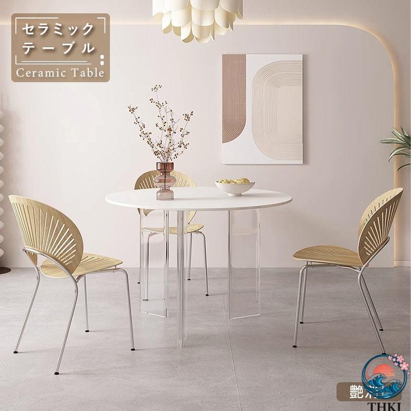 ダイニングテーブル 2人 大理石 丸 白 80cm 100cm 120cm 円形 円卓 丸