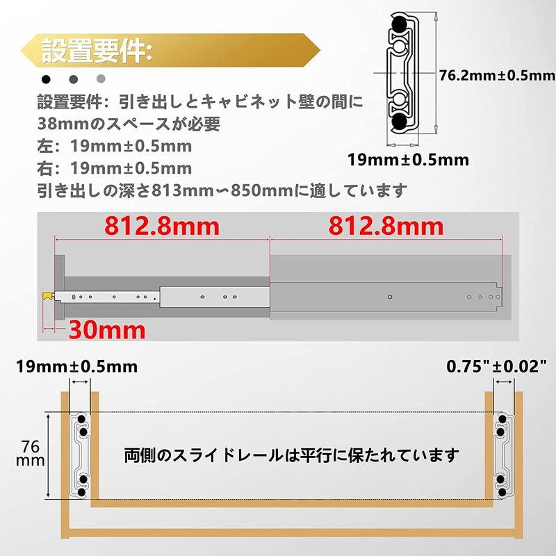 AOLISHENG　超重量用　スライドレール　耐荷重　幅76mm　Heavy　ロック付き　200　Duty　800mm　kg　左右　1セット