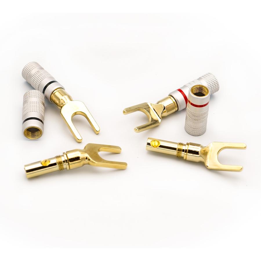 バナナプラグ Y端子プラグ 8本 赤・黒 U型端子プラグ 金メッキプラグ