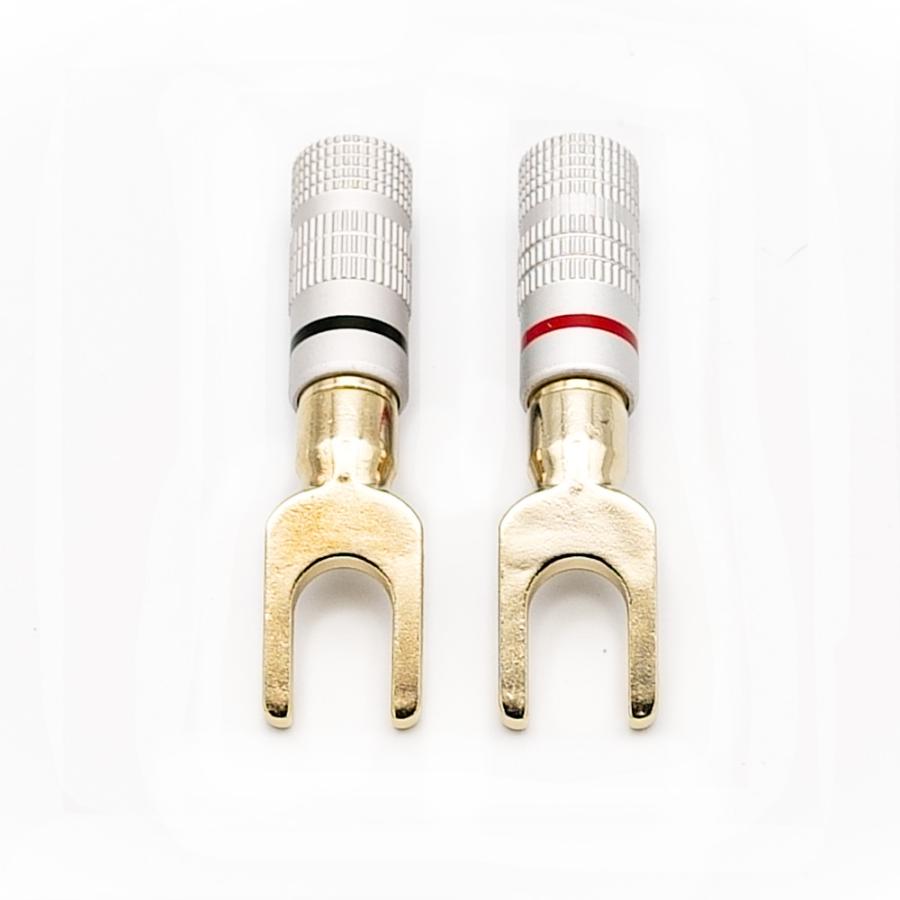 バナナプラグ Y端子プラグ 8本 赤・黒 U型端子プラグ 金メッキプラグ