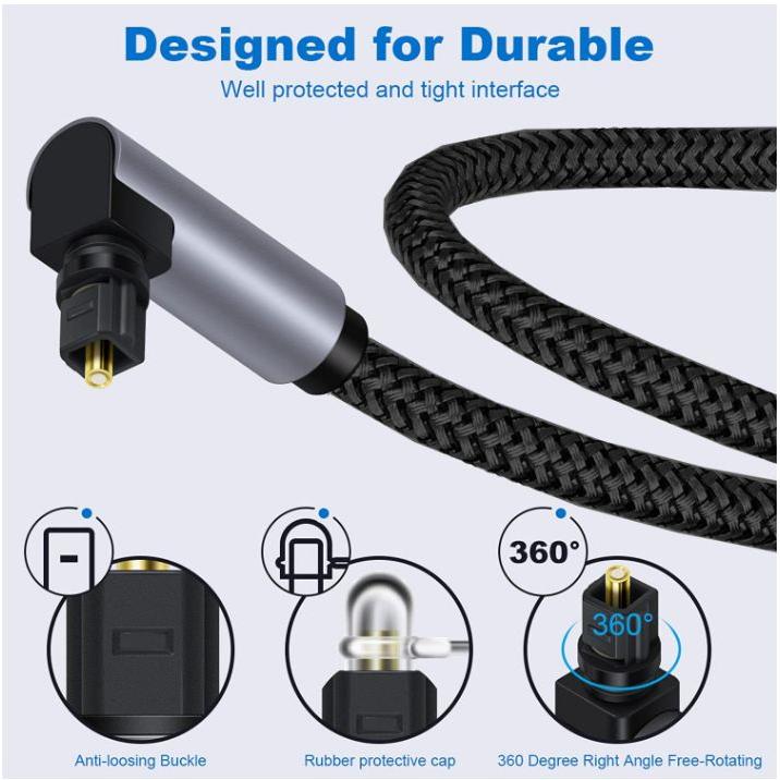 光デジタルケーブル L型 2m オーディオケーブル 光ケーブル SPDIF TOSLIN 角型プラグ 360°回転 |  | 01