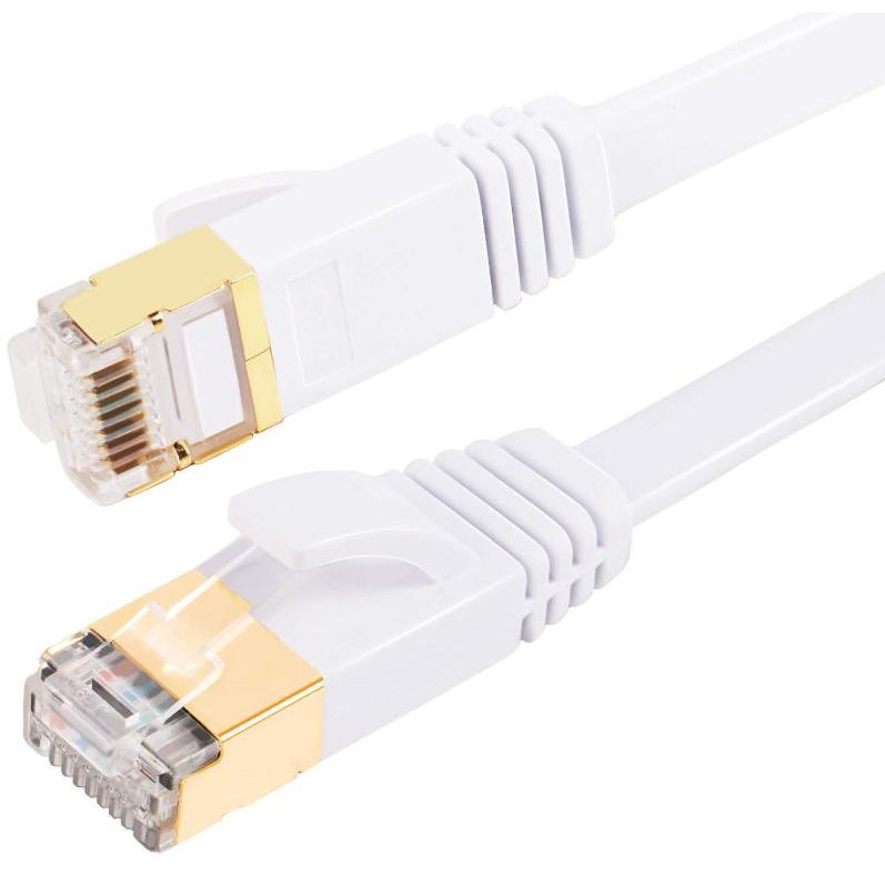 LANケーブル CAT7 20m フラット カラー 白 10ギガ対応 シールド