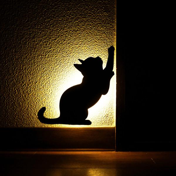 LEDライト 可愛いネコのシルエット Cat Wall Light 2「かりかり」ウォールライト 間接照明＜日本製＞｜arusena39｜02