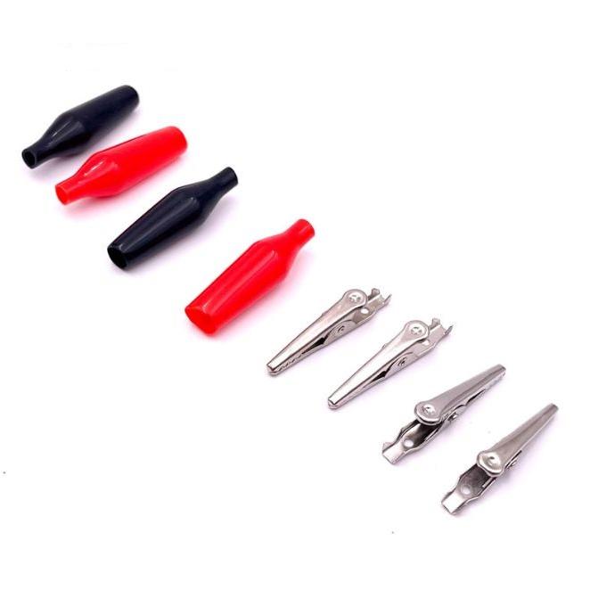 ワニ口クリップ 10個セット[赤5個 黒5個] 28x35mm 絶縁カバー付き