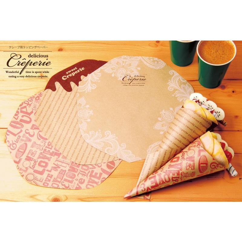 Creperie ラミクレープ包装紙 レース 3000枚入 ラミクレープクラフト包装紙 変形 レース[入数:3,000] | テイクアウト