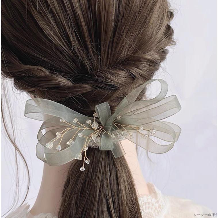 ⓝⓔⓦ【蝶々結び風チュールレース】ベビーヘアクリップキッズヘア