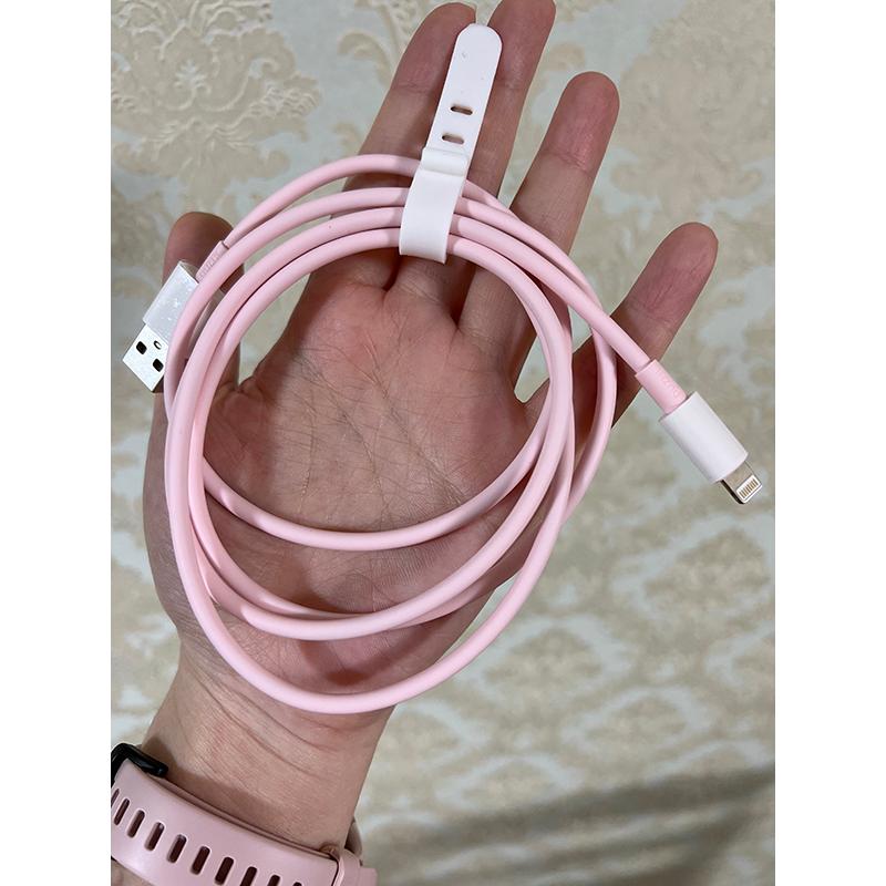 iPhone 充電ケーブル 2m ピンク アイフォン ケーブル 留め具付き 