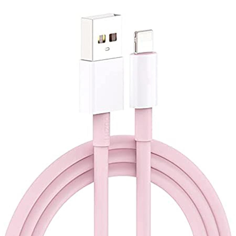 iPhone 充電ケーブル 2m ピンク アイフォン ケーブル 留め具付き 