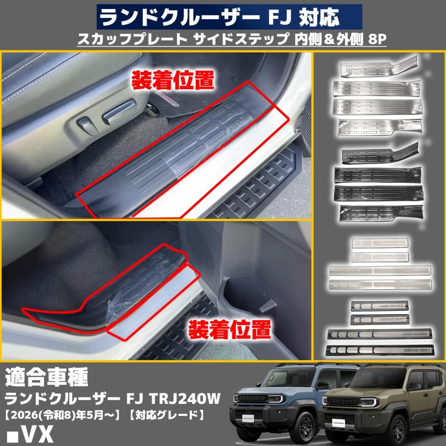 ランドクルーザーFJ　ドア スカッフプレート 4枚セット トヨタ ランドクルーザーFJ ランクルFJ サイドステップガード
