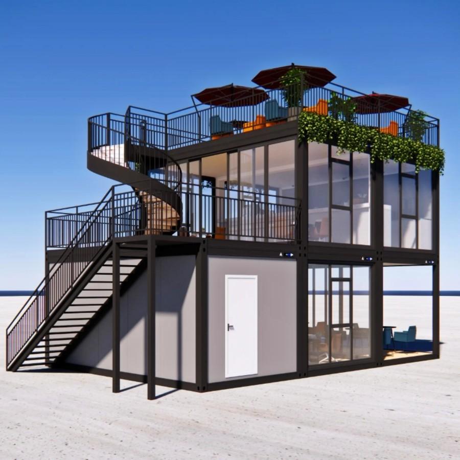 ユニットハウス プレハブ テラス付き 仮設住宅 店舗 喫煙所 更衣所