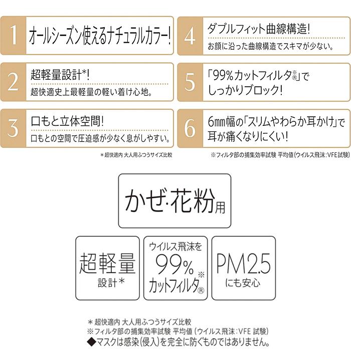 超快適マスク スマートカラー ベージュ ふつう 7枚入 5個セット｜as-store｜03