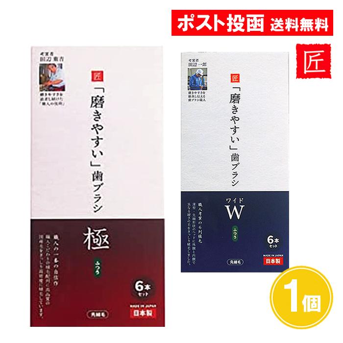 磨きやすい歯ブラシ 極 ワイド ふつう 6本セット 1個（Yahoo!・ASストア）