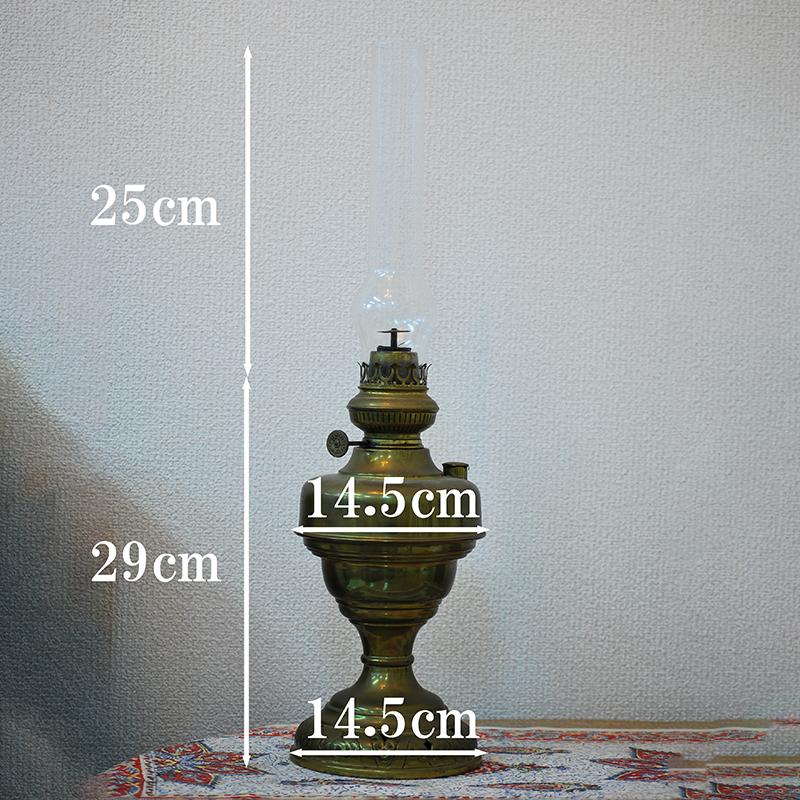 真鍮装飾が美しい1860年代ベルギー製オイルランプ小型 卓上ランプ 712f_1
