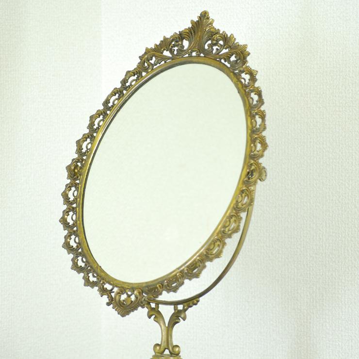 ＃8575ミラー アンティーク雑貨 スタンド 卓上 鏡 フランス原産 ブラス 欧州アンティーク市場 直輸入 |  | 01