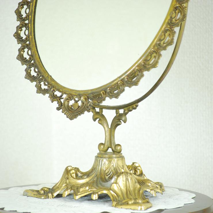 ＃8575ミラー アンティーク雑貨 スタンド 卓上 鏡 フランス原産 ブラス 欧州アンティーク市場 直輸入 |  | 02