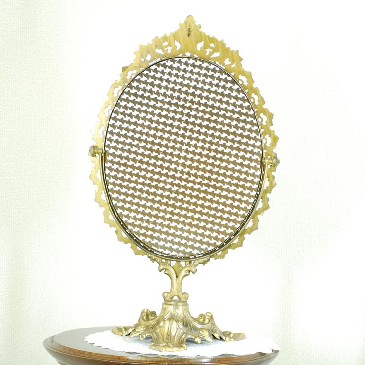 ＃8575ミラー アンティーク雑貨 スタンド 卓上 鏡 フランス原産 ブラス 欧州アンティーク市場 直輸入 |  | 07