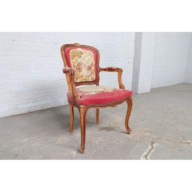 ベルギー タペストリー アームチェア 1940年代 ウォールナット製 欧州アンティーク市場 |  | 01