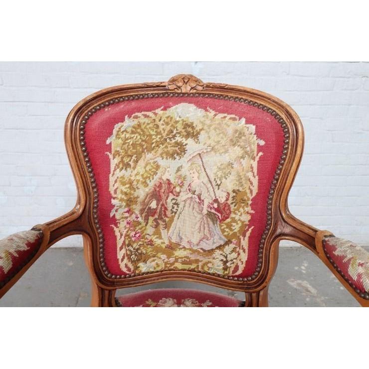 ベルギー タペストリー アームチェア 1940年代 ウォールナット製 欧州アンティーク市場 |  | 02