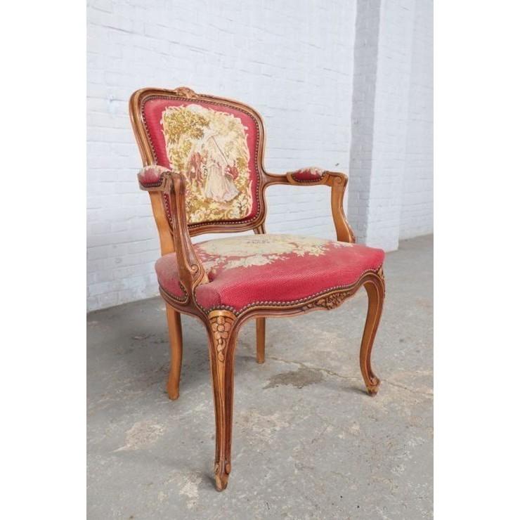 ベルギー タペストリー アームチェア 1940年代 ウォールナット製 欧州アンティーク市場 |  | 06