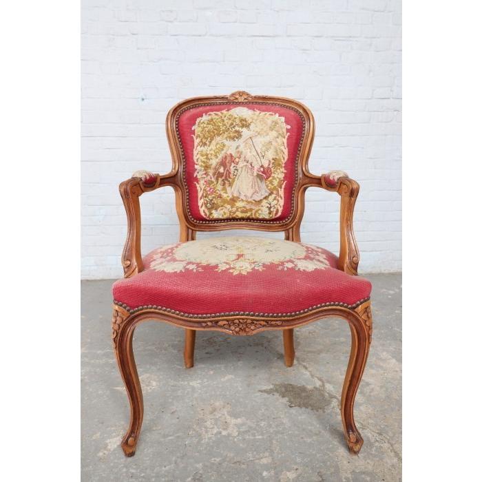 ベルギー タペストリー アームチェア 1940年代 ウォールナット製 欧州アンティーク市場 |  | 08