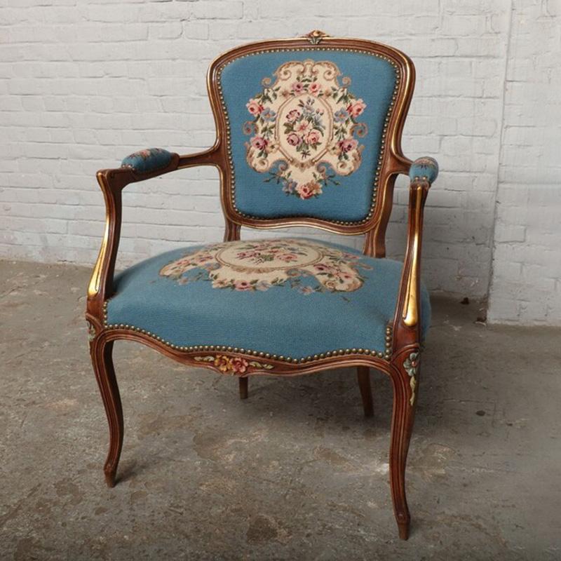 アンティーク家具1940年代ベルギー原産アームチェア(タペストリー) | 