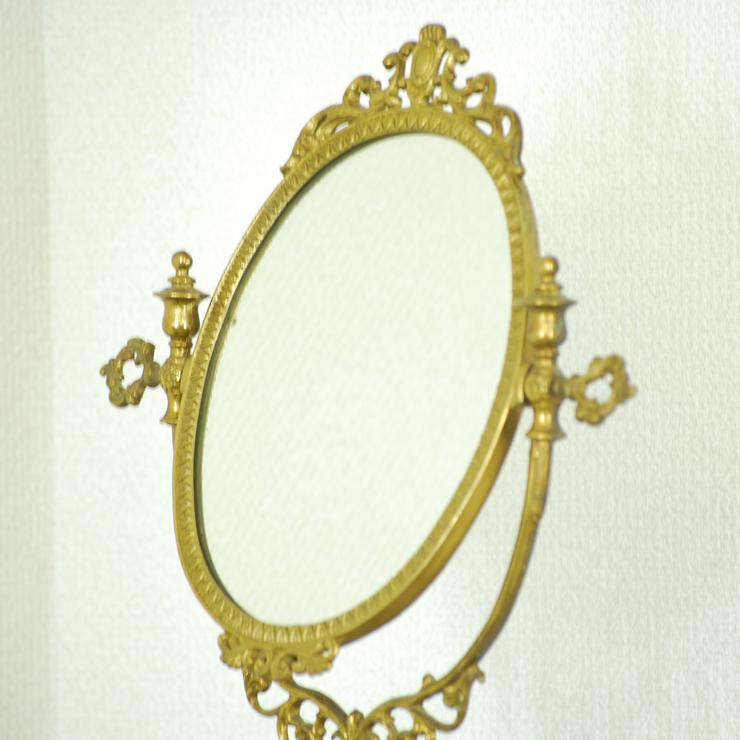 ＃Y アンティーク雑貨 スタンド(卓上)ミラー フランス原産 ブラス 1940年代 欧州アンティーク市場 直輸入 |  | 01