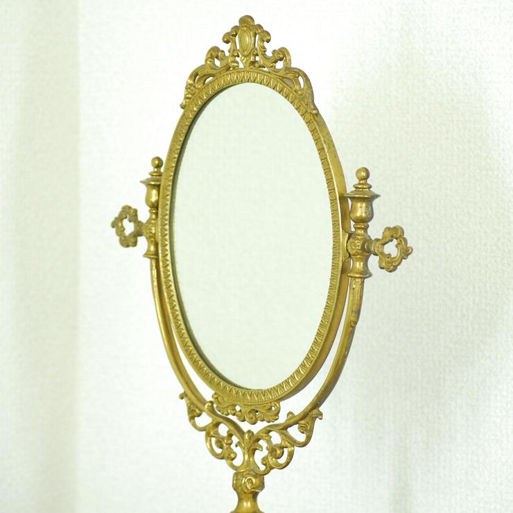 ＃Y アンティーク雑貨 スタンド(卓上)ミラー フランス原産 ブラス 1940年代 欧州アンティーク市場 直輸入 |  | 07