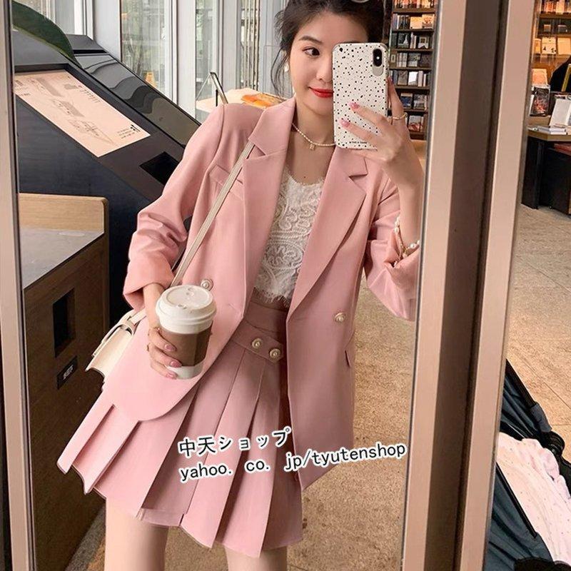 春スーツ スカートスーツ レディース可愛い 長袖ジャケット ミニスカート プリーツスカート オシャレ 代30代 卒業式 レディース 成人式 入学式 通勤通学