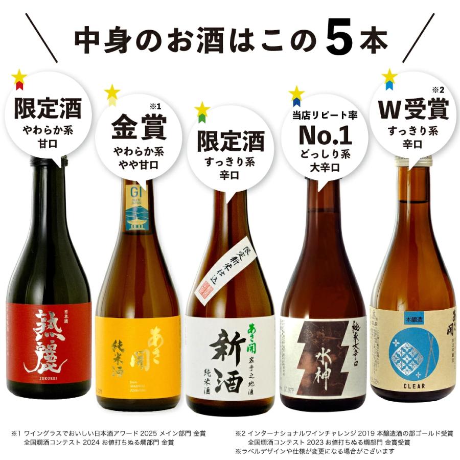 【２５％オフ】日本酒 飲み比べ ５本セット 日本酒 飲み比べセット300ml×5本 送料無料 お歳暮 ギフト 御歳暮