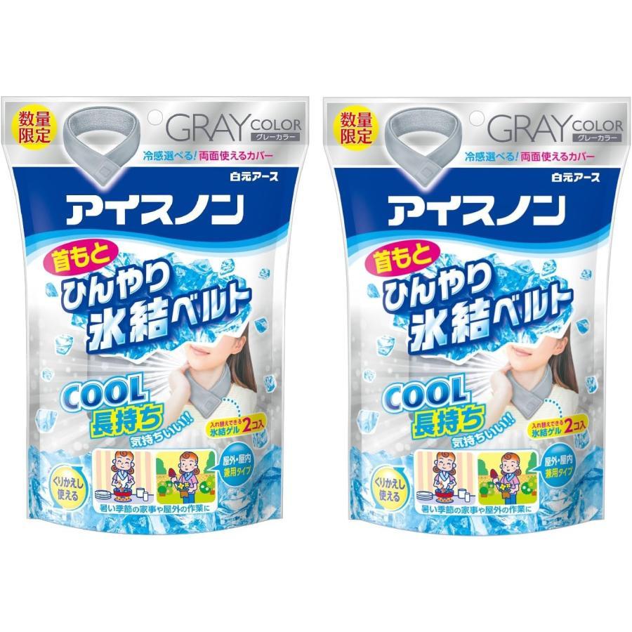 アイスノン 首もとひんやり氷結ベルト グレーカラー 2個セット 冷感 ひんやり 冷たい 首を冷やす 長持ち 暑さ対策 の商品画像