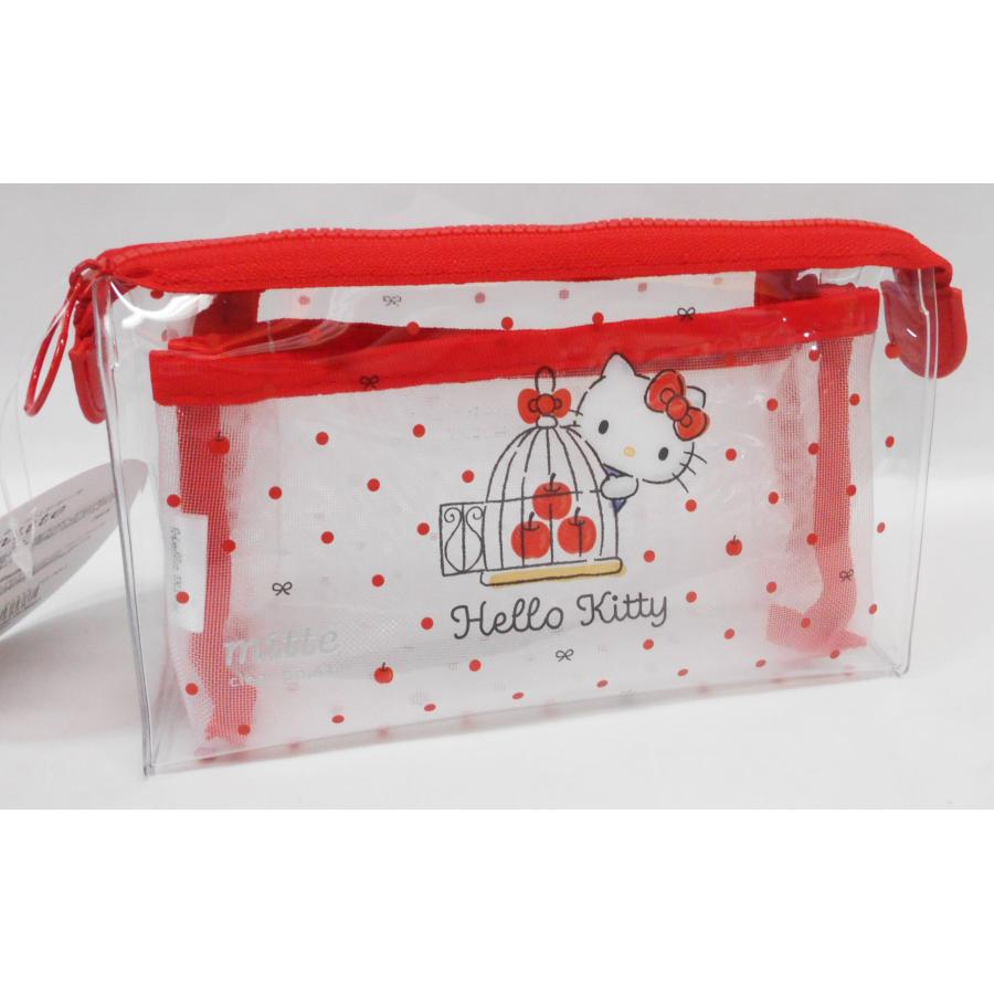 サンスター文具 Hello kitty クリアポーチ メッシュ マチ mitte(ミッテ