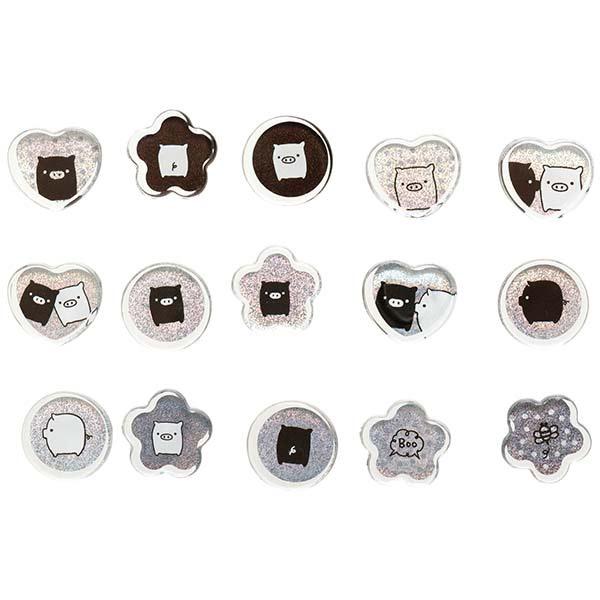 San-X モノクロブー シールビッツ SE69007 : 玩具と文具 あさだ