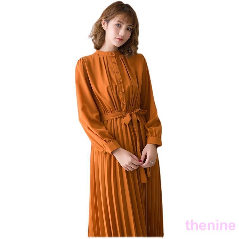 ワンピース 春 秋服 きれいめ レディース フォーマル 長袖 シャツ 秋物 Aライン ロング丈 エレガント 二次会 通勤 OL 40代 着痩せ フェミニン 上品 お出かけの画像