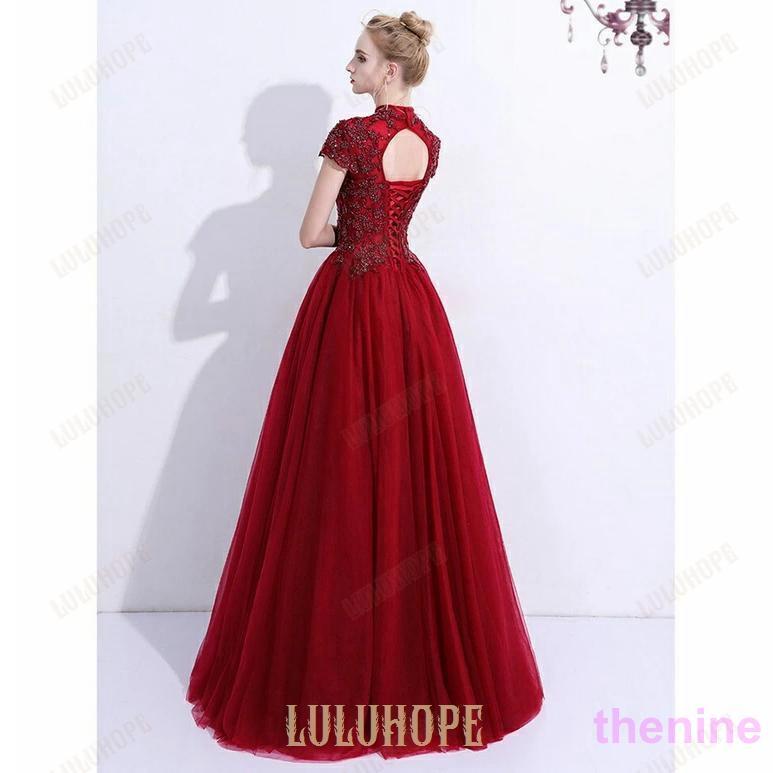 ロングドレス 演奏会 他と被らない 袖付き 演奏会用ドレス ハイネック