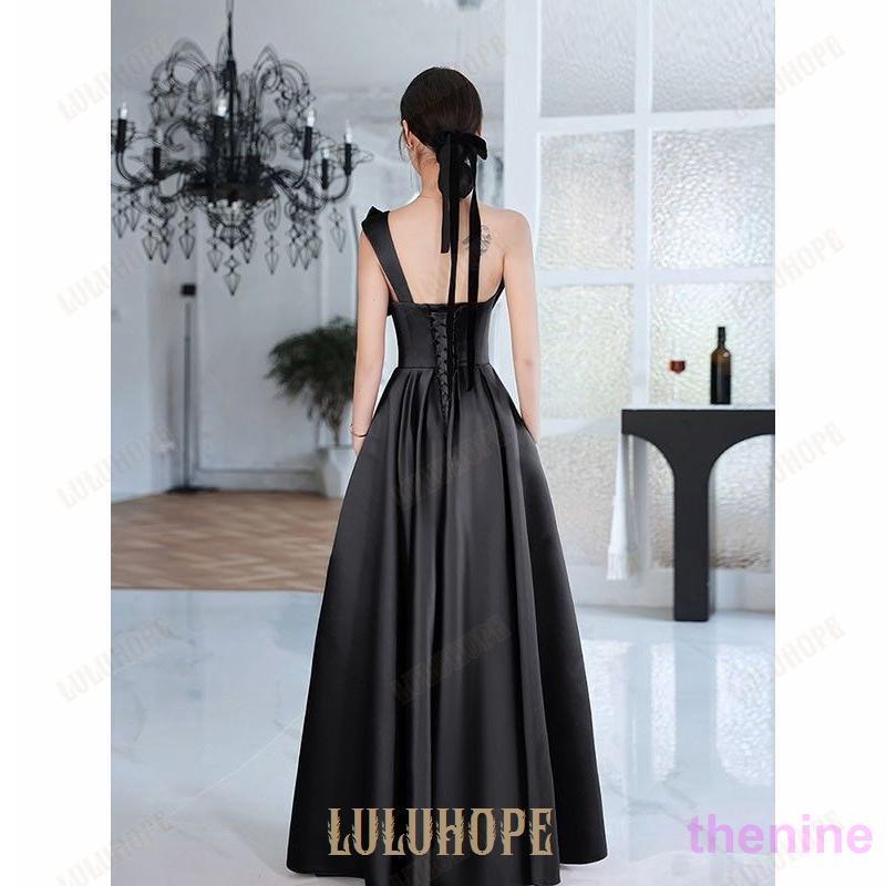 ロングドレス 演奏会 大人 ピアノ 発表会 黒 ビッグリボン ワン