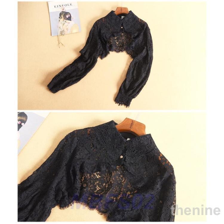 付け襟 レディース つけ襟 付け衿 フリル 袖あり レース 花柄 シャツ フリルネック セーター 刺繍 白 黒 秋 冬 春 夏 刺繍 重ね着 おしゃれ OL つけえり | ブランド登録なし | 11