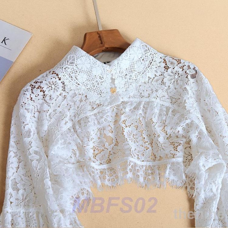 付け襟 レディース つけ襟 付け衿 フリル 袖あり レース 花柄 シャツ フリルネック セーター 刺繍 白 黒 秋 冬 春 夏 刺繍 重ね着 おしゃれ OL つけえり | ブランド登録なし | 02