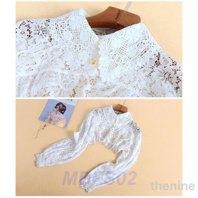 付け襟 レディース つけ襟 付け衿 フリル 袖あり レース 花柄 シャツ フリルネック セーター 刺繍 白 黒 秋 冬 春 夏 刺繍 重ね着 おしゃれ OL つけえり | ブランド登録なし | 09