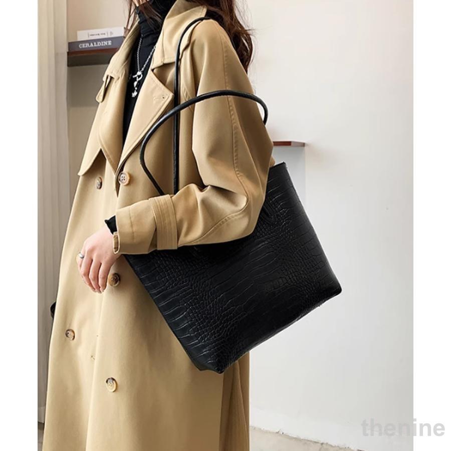 クロコ型押し トートバッグ 2点セット : Thenine - 通販 - Yahoo