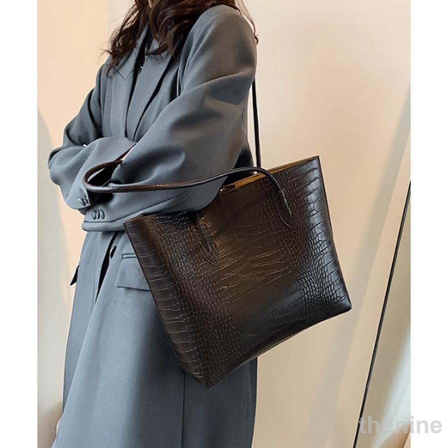 クロコ型押し トートバッグ 2点セット : Thenine - 通販 - Yahoo