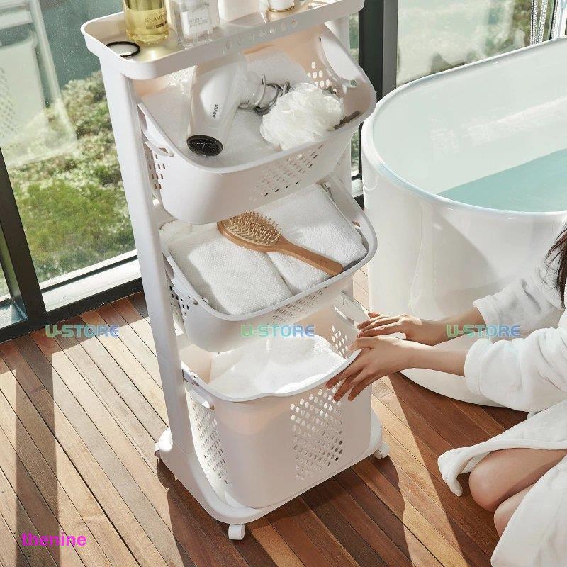 ランドリーラック バスケット カゴ ゴミ箱上 洗濯かご2個付き ランドリーバスケット2段3段ランドリーバスケットカゴランドリー