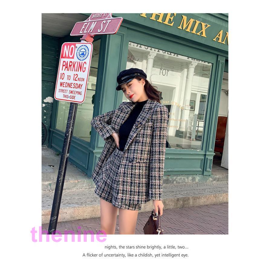 セットアップ レディース ブレザー 秋 冬 ショートパンツ チャック柄 ジャケット 卒業式 服 母 おしゃれ ママフォーマル 長袖 卒園式 入学式 通勤 OL 3点セット_3