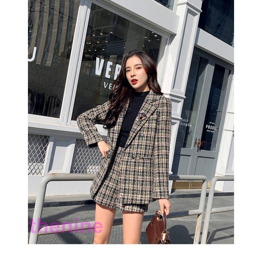 セットアップ レディース ブレザー 秋 冬 ショートパンツ チャック柄 ジャケット 卒業式 服 母 おしゃれ ママフォーマル 長袖 卒園式 入学式 通勤 OL 3点セット_4
