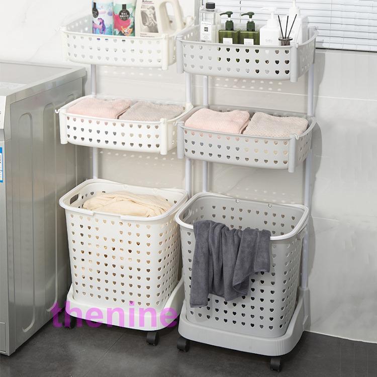 ランドリーバスケット 3段 キャスター スリム 洗濯カゴ ラック