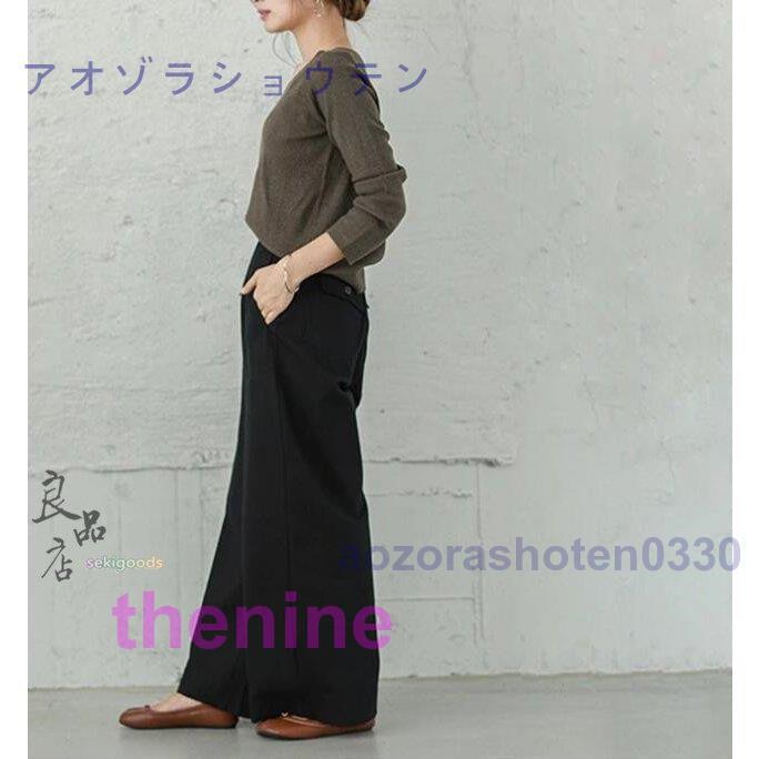 ワイドパンツ レディース 黒 ルック 30代 40代 50代 ロング ガウチョ パンツ ゆったり おしゃれ ボトムス_10