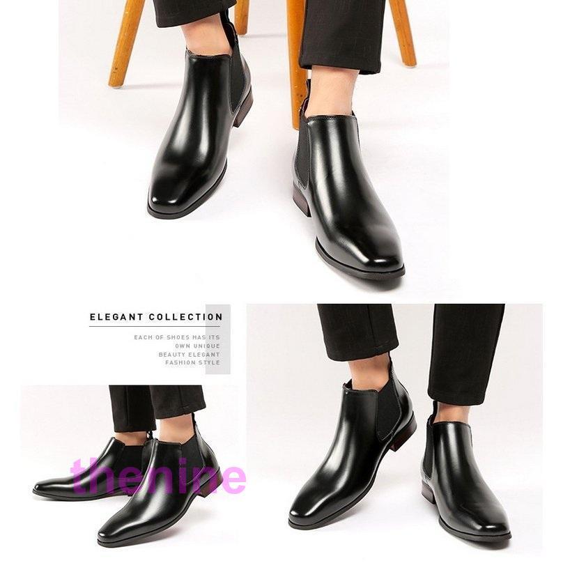 サイドゴアブーツ メンズ 牛革靴 本革 プレーントウ 歩きやすい 疲れ